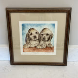 "Puppy Love" Hand Colored Etching by WJ Graham