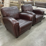 Pair of Italian Leather Soft Line Chairs