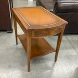 Leather Top End Table As Is