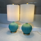 Pair of Teal Lamps with USB Port