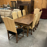 Antique French Table with 8 Chairs