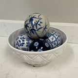 White Bowl w/Decorative Balls