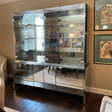 3 Piece Glass and Mirrored Metal Display Cabinet with Hutch