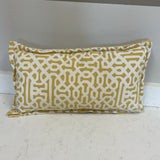 Down Filled Yellow & White Trellis Lumbar Pillow