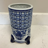 Footed Blue and White Vase