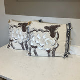 Pair of Mud Pie Sheep Painted Pillows