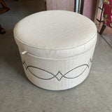 Round Cream Storage Ottoman