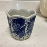 Small Blue & White Grape Flower Pot