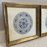 Pair of Blue and White Art