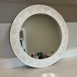 24" Round White Mirror