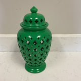 Green Ming Cross Vase with Lid