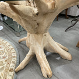 Bleached Teak Root Glass Top 47"  Table