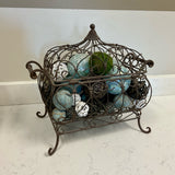 Metal Wire Container with Decorative Balls