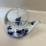 Pier 1  Blue and White Teapot with Butterfly Lid