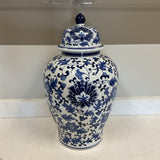 Blue and White Ginger Jar with Lid