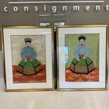 Pair of Dana Gibson Emperor in Green Prints