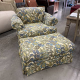 Brocade Chair with Ottoman