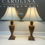 Pair of Metal Urn Lamps As Is