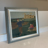 Vintage Needlepoint Golf Scene