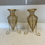 Pair of Gold Metal Vases