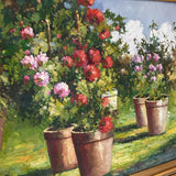 Original Oil Painting of Potted Geraniums As Is