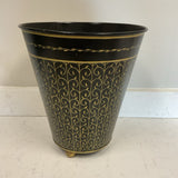 Black and Gold Leaf Waste Basket