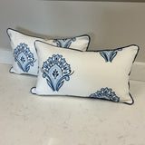 Pair of Blue & White Indoor/Outdoor Lumbar Pillows