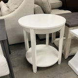 White Round End Table