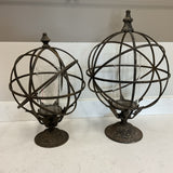 Set of 2 Metal Armillary Candleholders