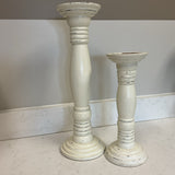 Pair of White Wood Candle Pillars