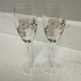 Pair of Floral Wine Glasses