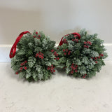 Pair of Fir and Pip Berry Hanging Christmas Balls