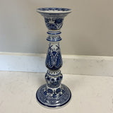 Tall Blue and White Candle Holder
