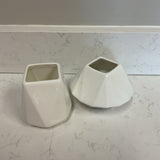 Set of 2 Geometric White Vases