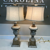Pair of Silver Finished Urn Style Lamps