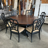 Thomasville Round Table with 8 Chairs and 1 Leaf As Is