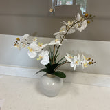 Faux Orchid in White Vase