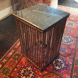 Bamboo End Table with Stone Top