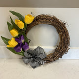 Purple and Yellow Tulip Wreath
