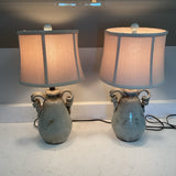 Pair of Crackle Gray Lamps