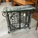 Metal and Glass Top Wine Rack