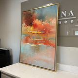 Orange & Blue Framed Abstract Art