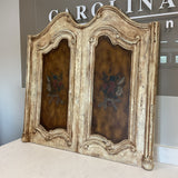 French Distressed Painted Wooden Cabinet Door Hanging Art