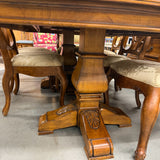 Ethan Allen Table, 8 Chairs, 2 Leaves As Is