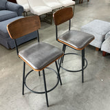 Pair of Black & Wood Swivel Counter Stools