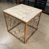 Square Gold & Cream Outdoor End Table