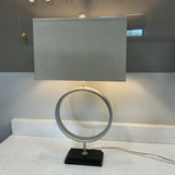 Silver Lamp W/ Suede Shade