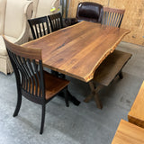 Foothills Amish Live Edge Table with 4 Chairs and Bench
