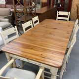 Ethan Allen Table, 8 Chairs, 2 Leaves, Table Pads