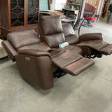 Flexsteel Henry Leather Power Reclining Sofa with Power Headrest & Lumbar